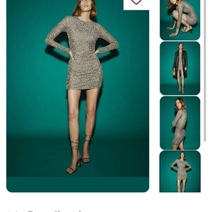 Reformation Silver Ruched Bodycon Cocktail Dress